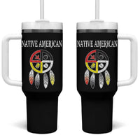 Native American Tumbler With Handle Medicine Wheel Dreamcatcher Spirit Animal Paws - Wonder Print Shop