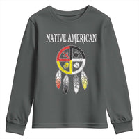 Native American Youth Sweatshirt Medicine Wheel Dreamcatcher Spirit Animal Paws - Wonder Print Shop