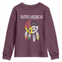 Native American Youth Sweatshirt Medicine Wheel Dreamcatcher Spirit Animal Paws - Wonder Print Shop