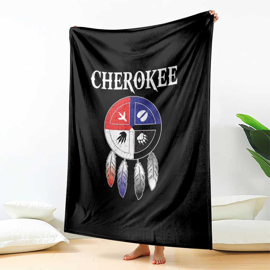 Cherokee Throw Blanket Native American Tribes Medicine Wheel Dreamcatcher Spirit Animal Paws - Wonder Print Shop