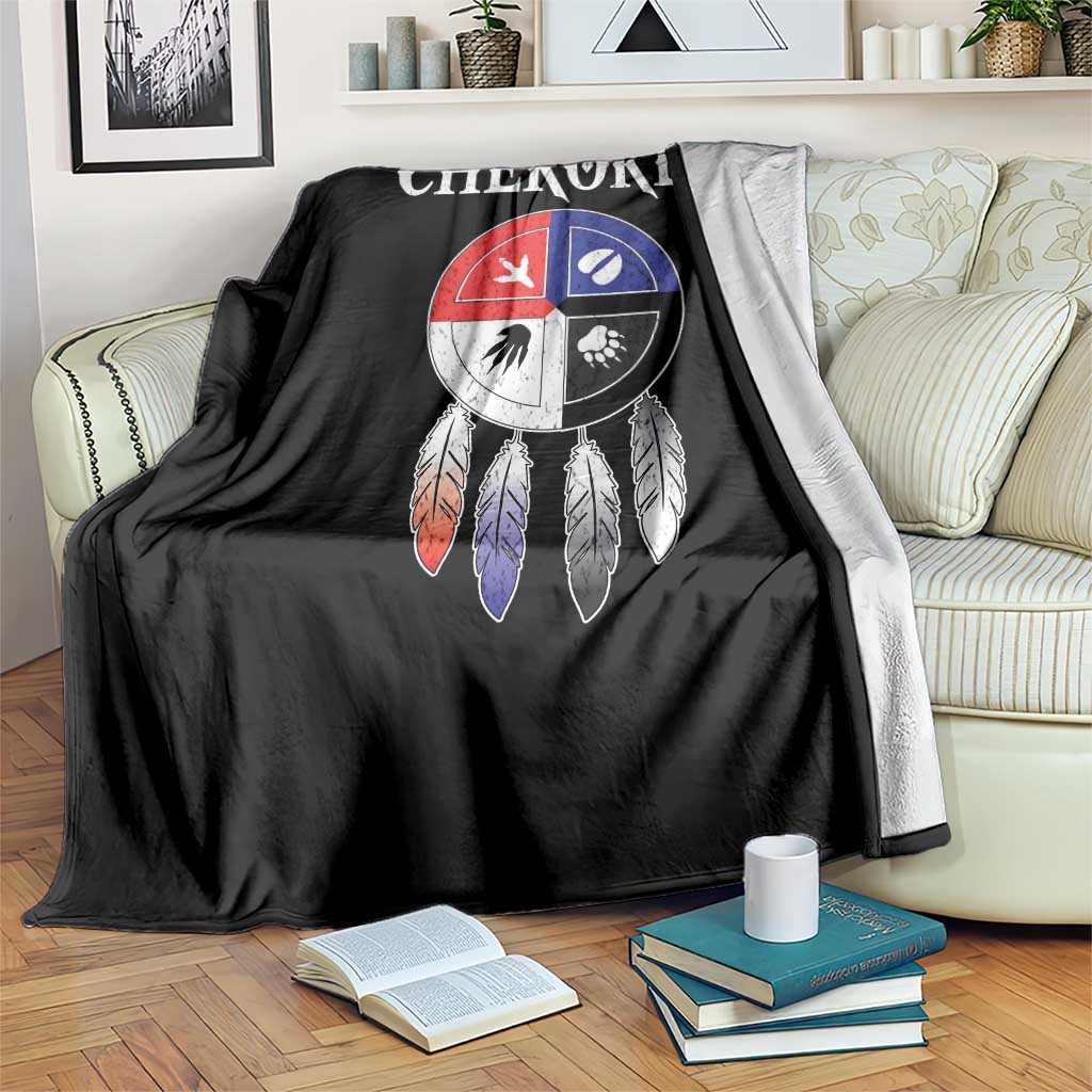 Cherokee Throw Blanket Native American Tribes Medicine Wheel Dreamcatcher Spirit Animal Paws - Wonder Print Shop