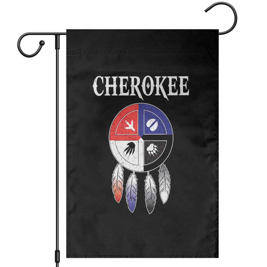 Cherokee Garden Flag Native American Tribes Medicine Wheel Dreamcatcher Spirit Animal Paws - Wonder Print Shop