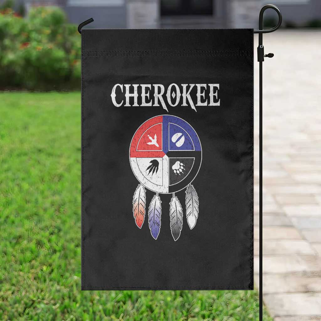 Cherokee Garden Flag Native American Tribes Medicine Wheel Dreamcatcher Spirit Animal Paws - Wonder Print Shop