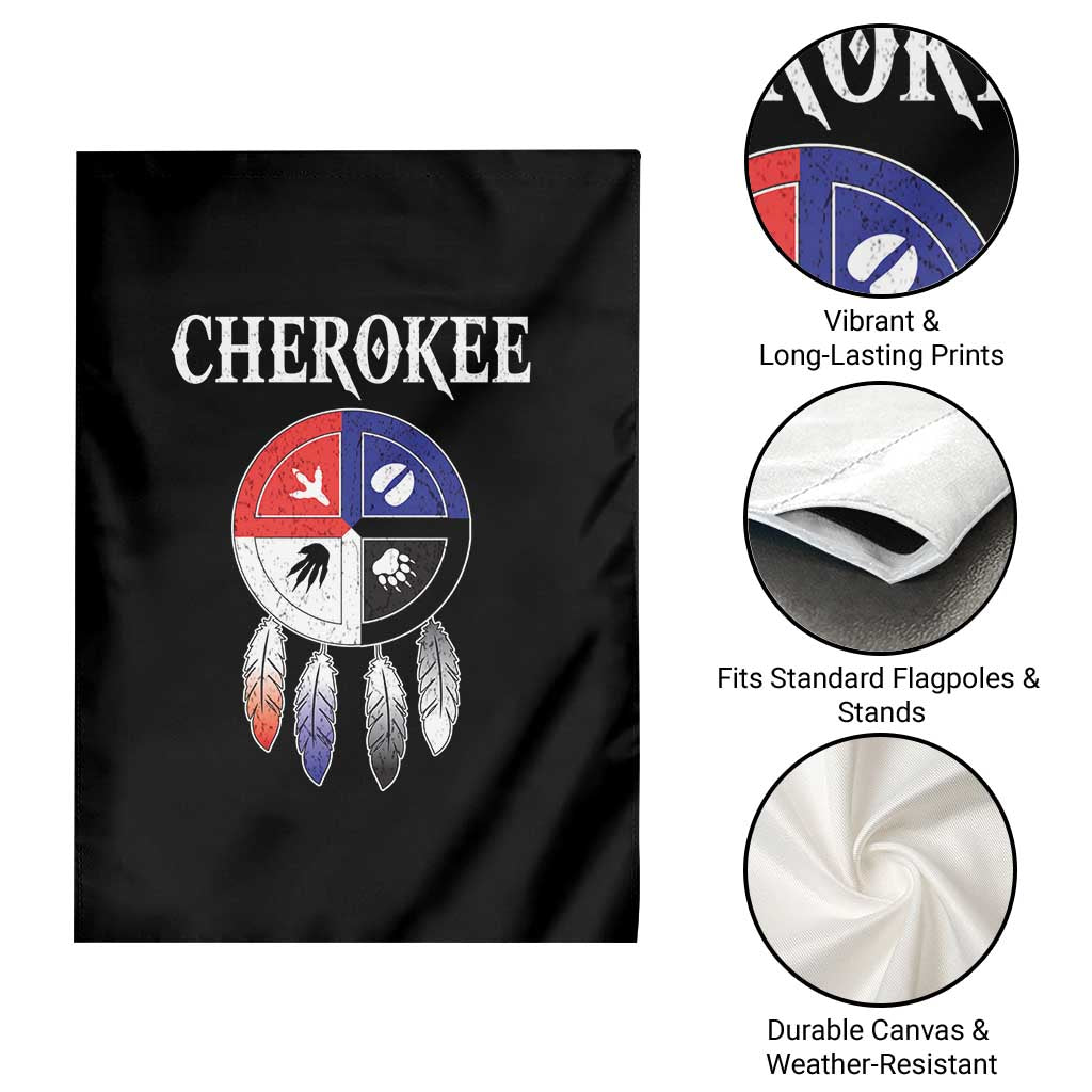 Cherokee Garden Flag Native American Tribes Medicine Wheel Dreamcatcher Spirit Animal Paws - Wonder Print Shop