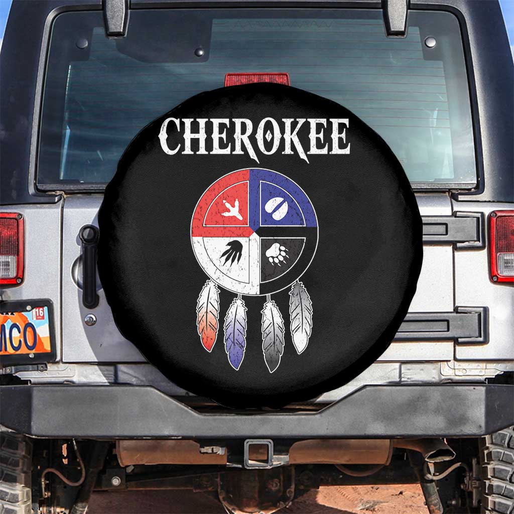 Cherokee Spare Tire Cover Native American Tribes Medicine Wheel Dreamcatcher Spirit Animal Paws - Wonder Print Shop