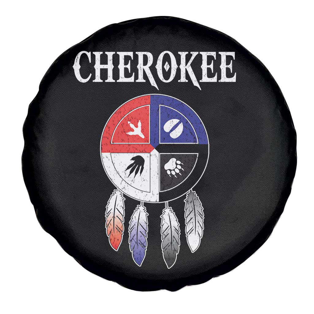 Cherokee Spare Tire Cover Native American Tribes Medicine Wheel Dreamcatcher Spirit Animal Paws - Wonder Print Shop