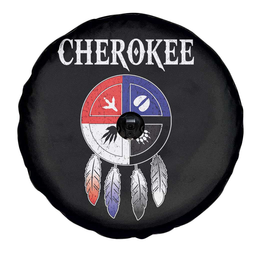 Cherokee Spare Tire Cover Native American Tribes Medicine Wheel Dreamcatcher Spirit Animal Paws - Wonder Print Shop