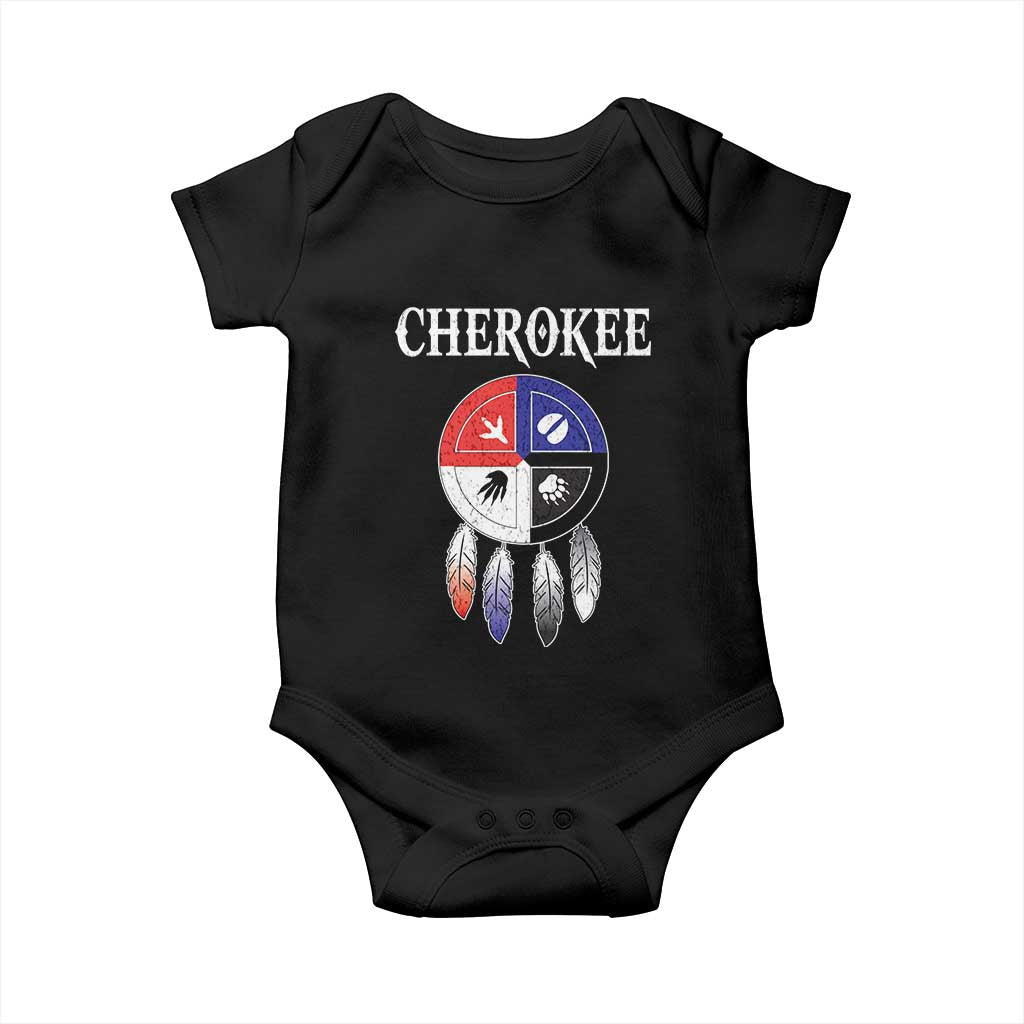 Cherokee Baby Onesie Native American Tribes Medicine Wheel Dreamcatcher Spirit Animal Paws - Wonder Print Shop