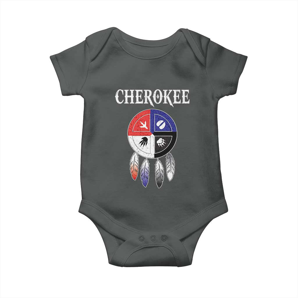 Cherokee Baby Onesie Native American Tribes Medicine Wheel Dreamcatcher Spirit Animal Paws - Wonder Print Shop