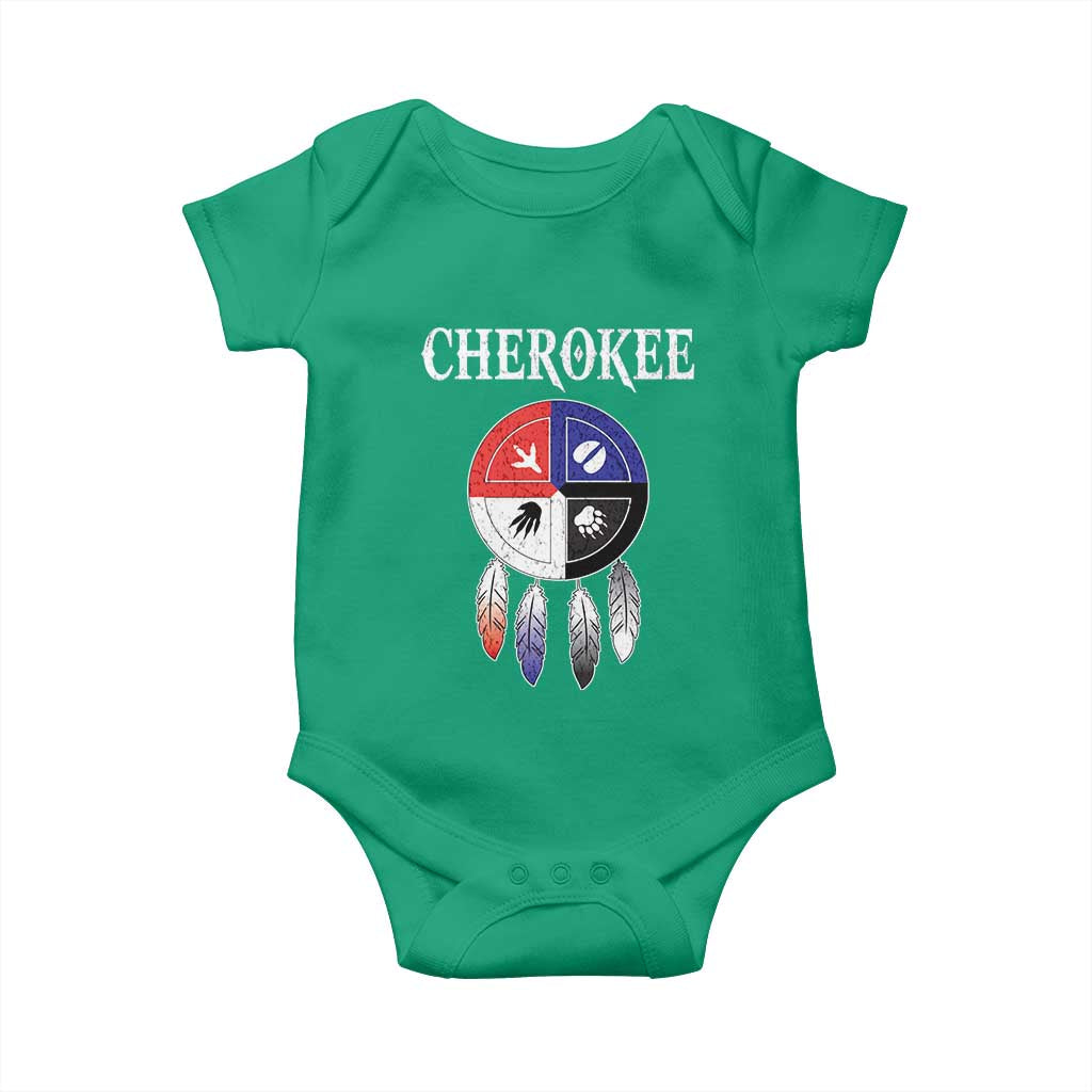 Cherokee Baby Onesie Native American Tribes Medicine Wheel Dreamcatcher Spirit Animal Paws - Wonder Print Shop