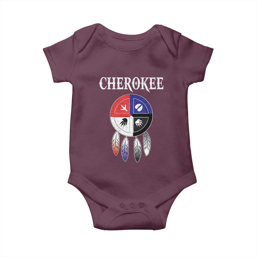 Cherokee Baby Onesie Native American Tribes Medicine Wheel Dreamcatcher Spirit Animal Paws - Wonder Print Shop