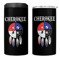 Cherokee 4 in 1 Can Cooler Tumbler Native American Tribes Medicine Wheel Dreamcatcher Spirit Animal Paws - Wonder Print Shop