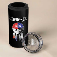 Cherokee 4 in 1 Can Cooler Tumbler Native American Tribes Medicine Wheel Dreamcatcher Spirit Animal Paws - Wonder Print Shop