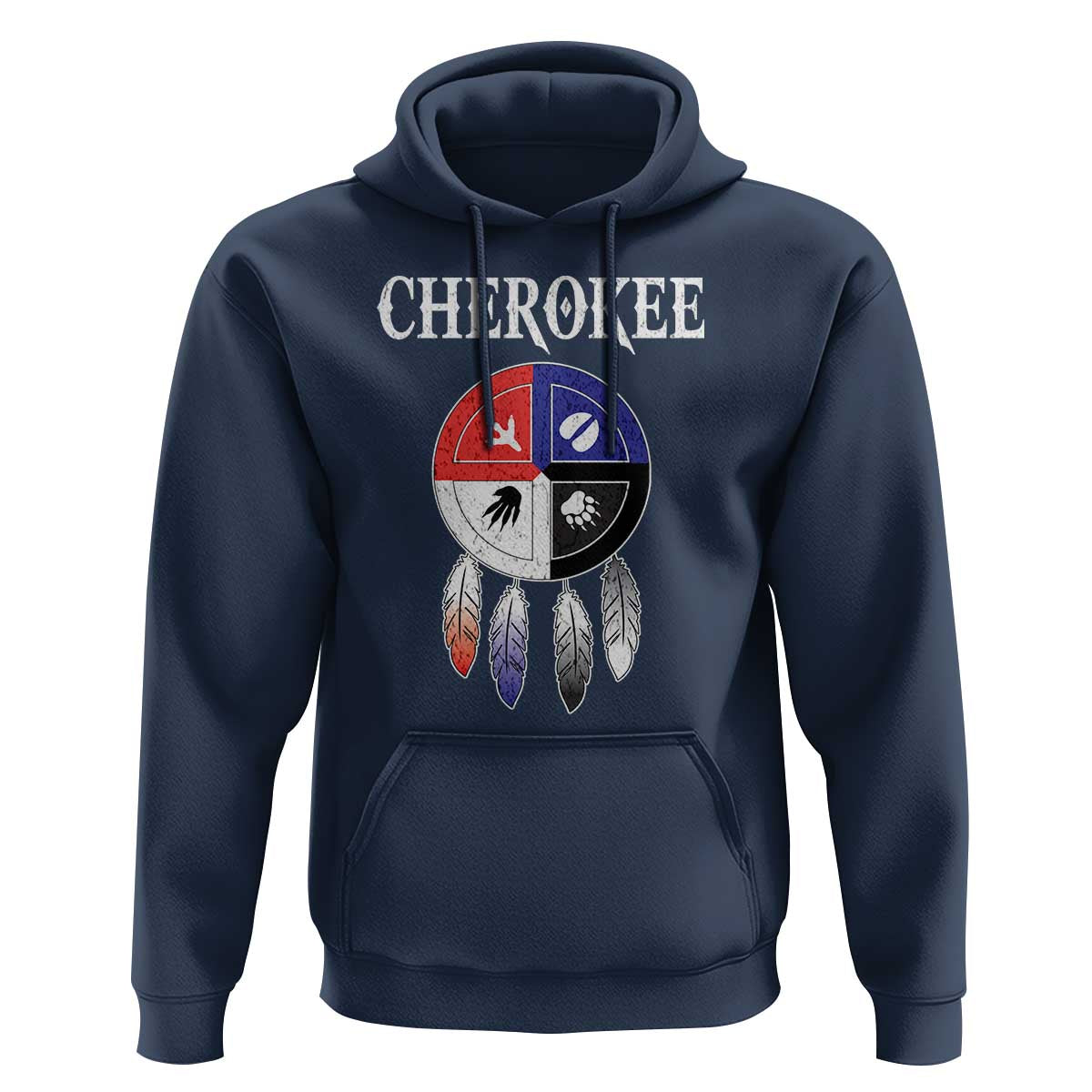 Cherokee Hoodie Native American Tribes Medicine Wheel Dreamcatcher Spirit Animal Paws