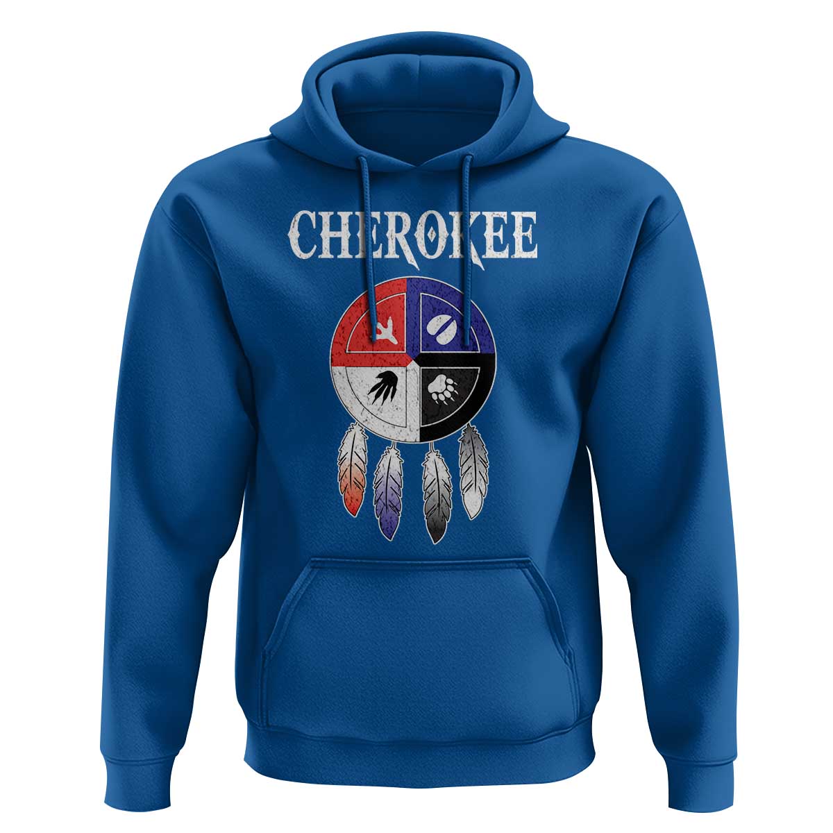 Cherokee Hoodie Native American Tribes Medicine Wheel Dreamcatcher Spirit Animal Paws