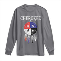 Cherokee Long Sleeve Shirt Native American Tribes Medicine Wheel Dreamcatcher Spirit Animal Paws - Wonder Print Shop