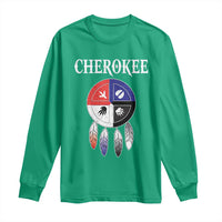 Cherokee Long Sleeve Shirt Native American Tribes Medicine Wheel Dreamcatcher Spirit Animal Paws - Wonder Print Shop
