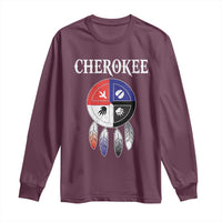 Cherokee Long Sleeve Shirt Native American Tribes Medicine Wheel Dreamcatcher Spirit Animal Paws - Wonder Print Shop