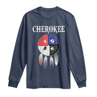 Cherokee Long Sleeve Shirt Native American Tribes Medicine Wheel Dreamcatcher Spirit Animal Paws - Wonder Print Shop