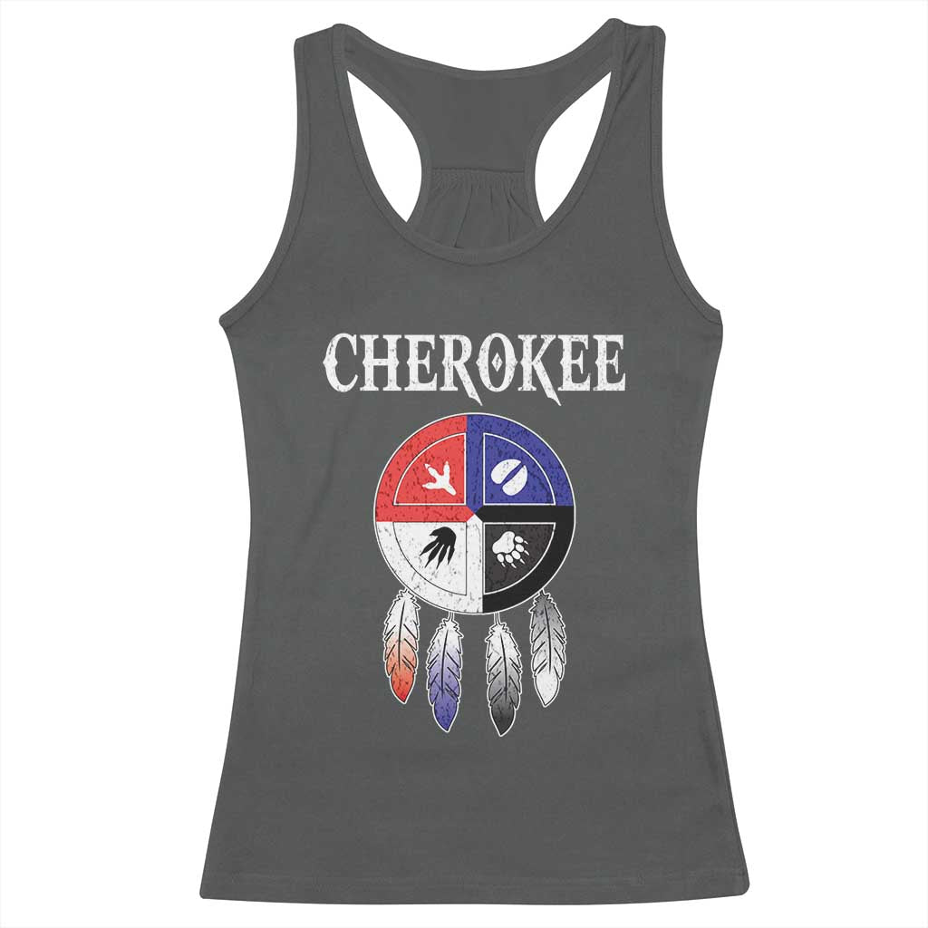 Cherokee Racerback Tank Top Native American Tribes Medicine Wheel Dreamcatcher Spirit Animal Paws - Wonder Print Shop