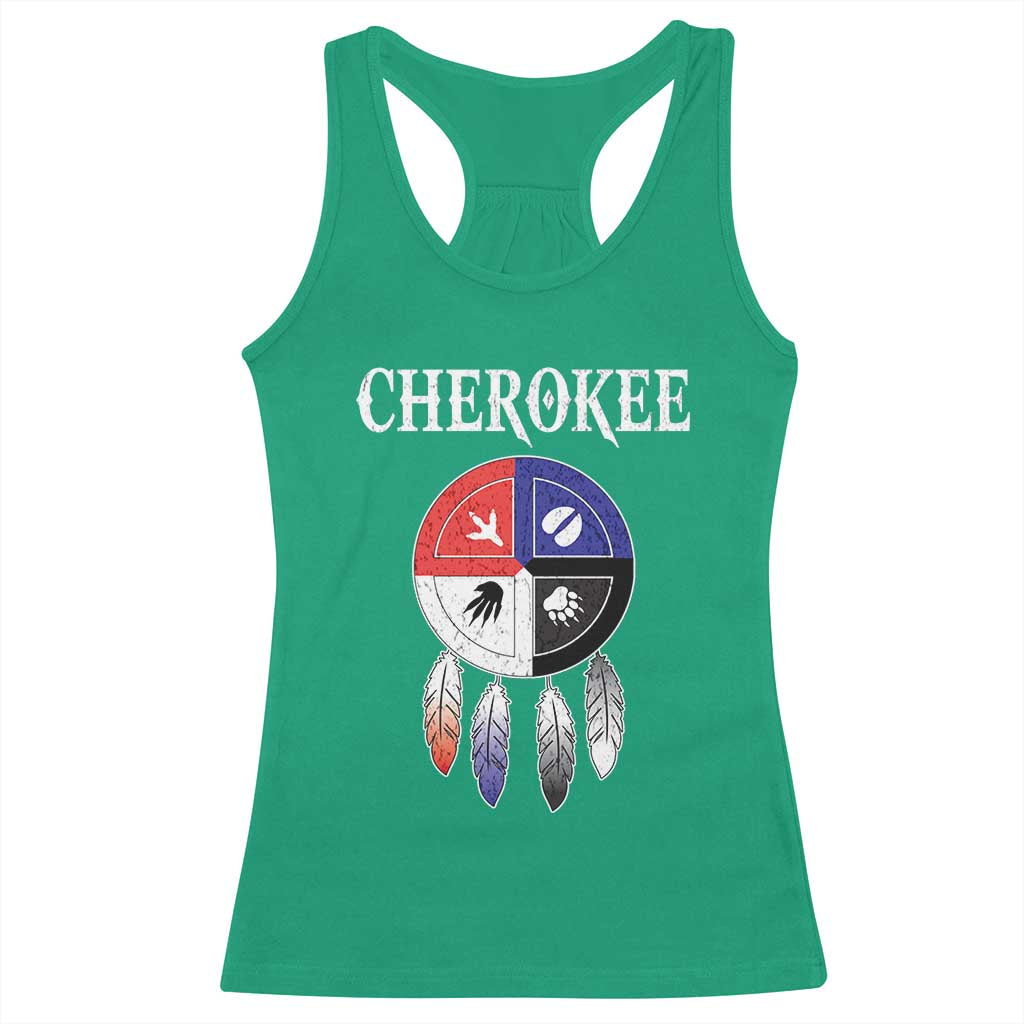 Cherokee Racerback Tank Top Native American Tribes Medicine Wheel Dreamcatcher Spirit Animal Paws - Wonder Print Shop