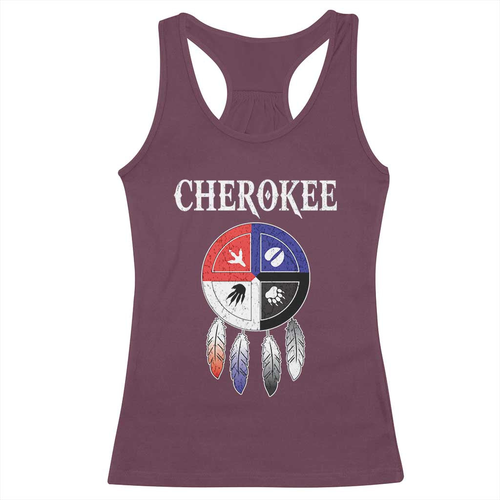 Cherokee Racerback Tank Top Native American Tribes Medicine Wheel Dreamcatcher Spirit Animal Paws - Wonder Print Shop