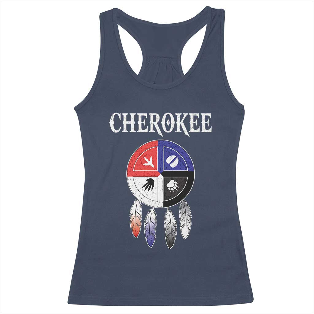 Cherokee Racerback Tank Top Native American Tribes Medicine Wheel Dreamcatcher Spirit Animal Paws - Wonder Print Shop