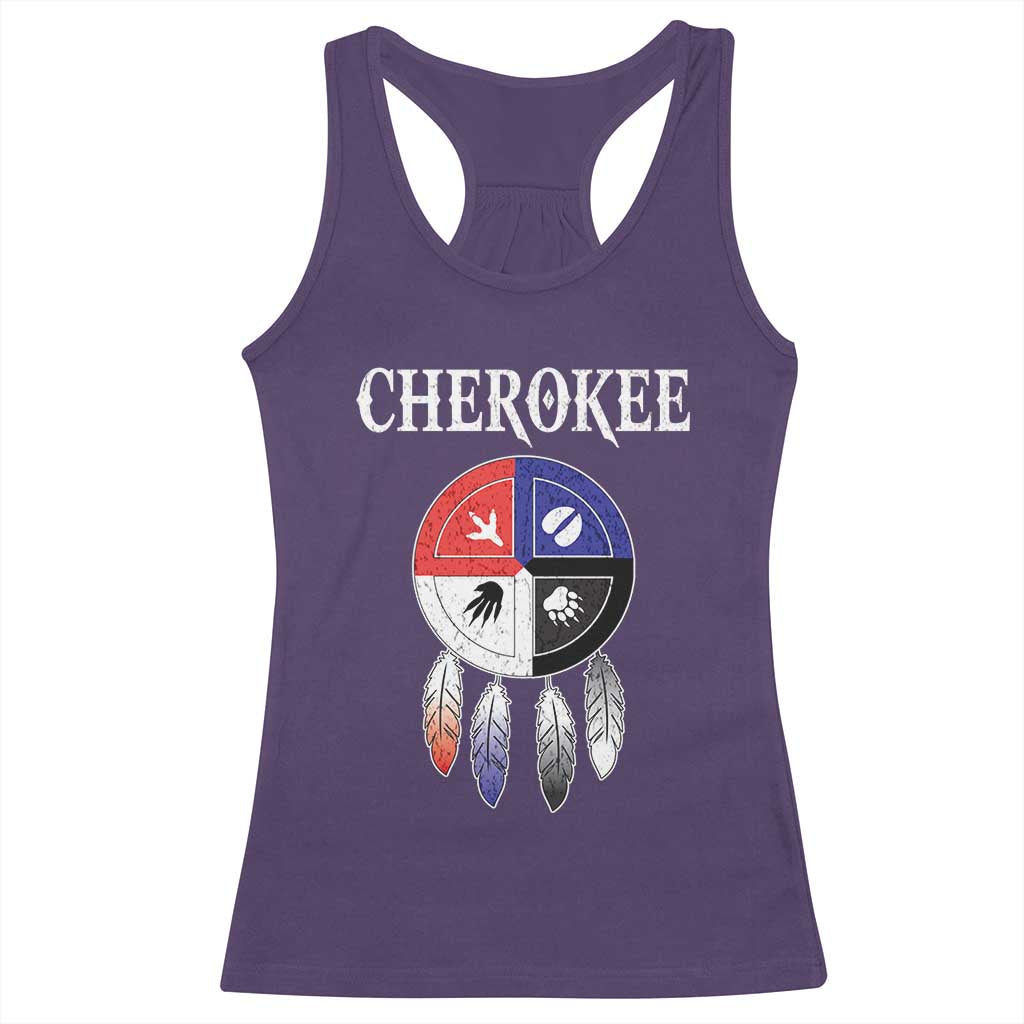 Cherokee Racerback Tank Top Native American Tribes Medicine Wheel Dreamcatcher Spirit Animal Paws - Wonder Print Shop