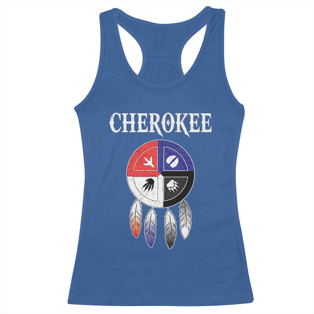 Cherokee Racerback Tank Top Native American Tribes Medicine Wheel Dreamcatcher Spirit Animal Paws - Wonder Print Shop