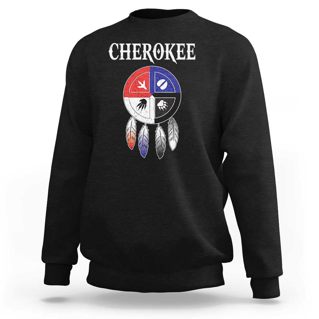 Cherokee Sweatshirt Native American Tribes Medicine Wheel Dreamcatcher Spirit Animal Paws - Wonder Print Shop