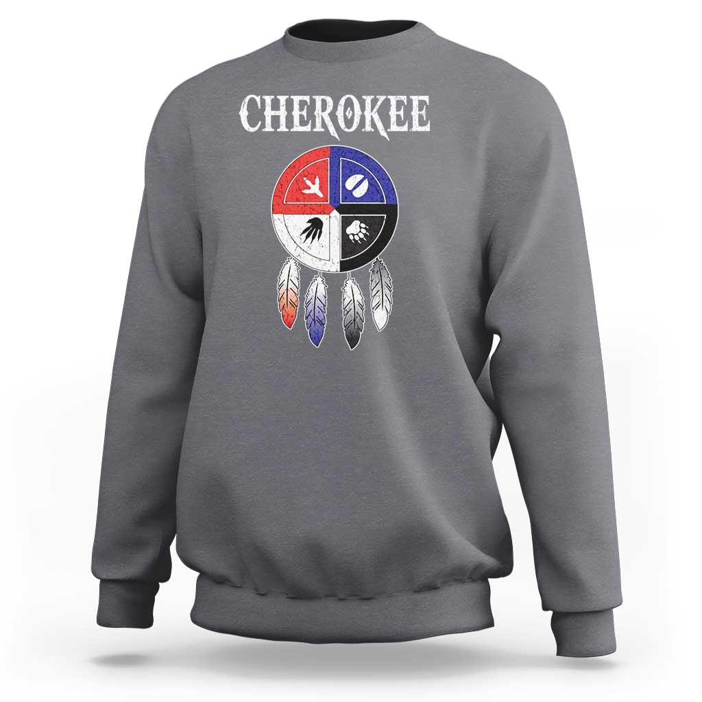 Cherokee Sweatshirt Native American Tribes Medicine Wheel Dreamcatcher Spirit Animal Paws - Wonder Print Shop