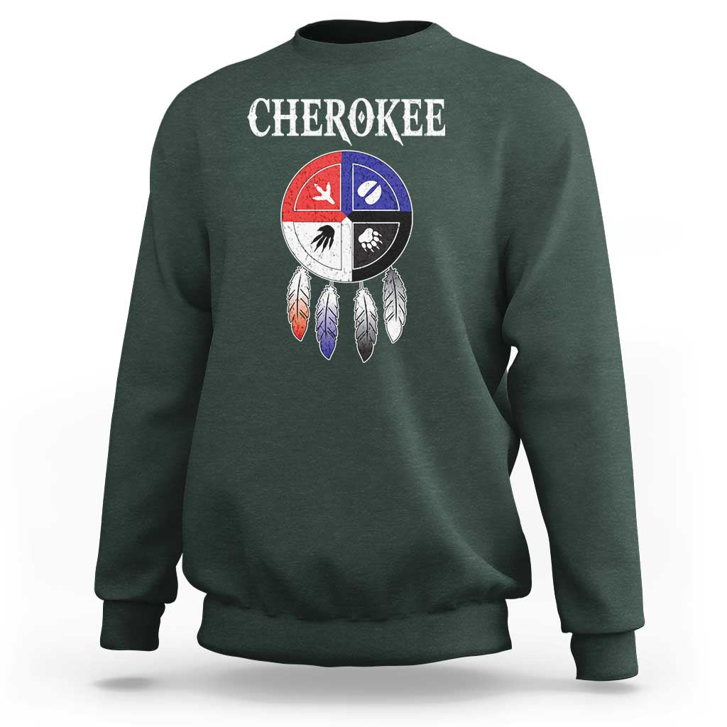 Cherokee Sweatshirt Native American Tribes Medicine Wheel Dreamcatcher Spirit Animal Paws - Wonder Print Shop