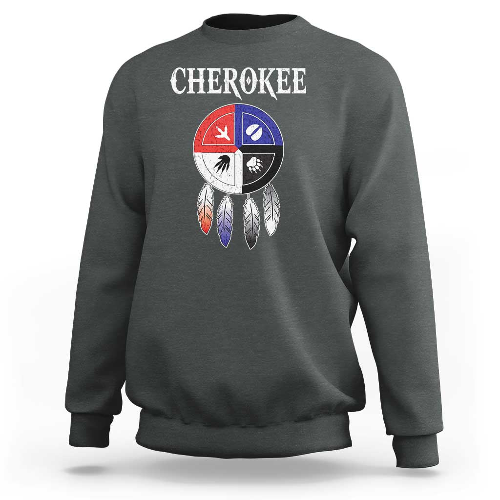 Cherokee Sweatshirt Native American Tribes Medicine Wheel Dreamcatcher Spirit Animal Paws - Wonder Print Shop