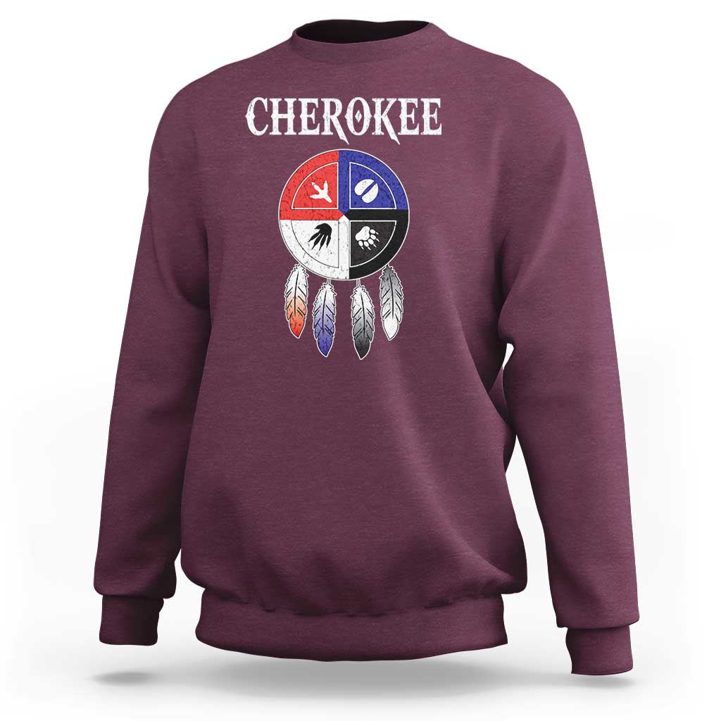 Cherokee Sweatshirt Native American Tribes Medicine Wheel Dreamcatcher Spirit Animal Paws - Wonder Print Shop