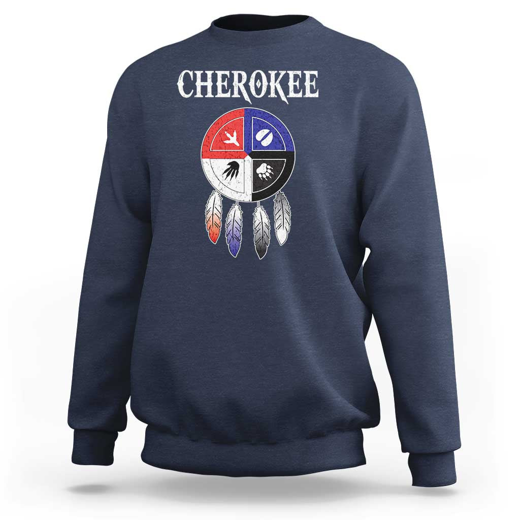 Cherokee Sweatshirt Native American Tribes Medicine Wheel Dreamcatcher Spirit Animal Paws - Wonder Print Shop