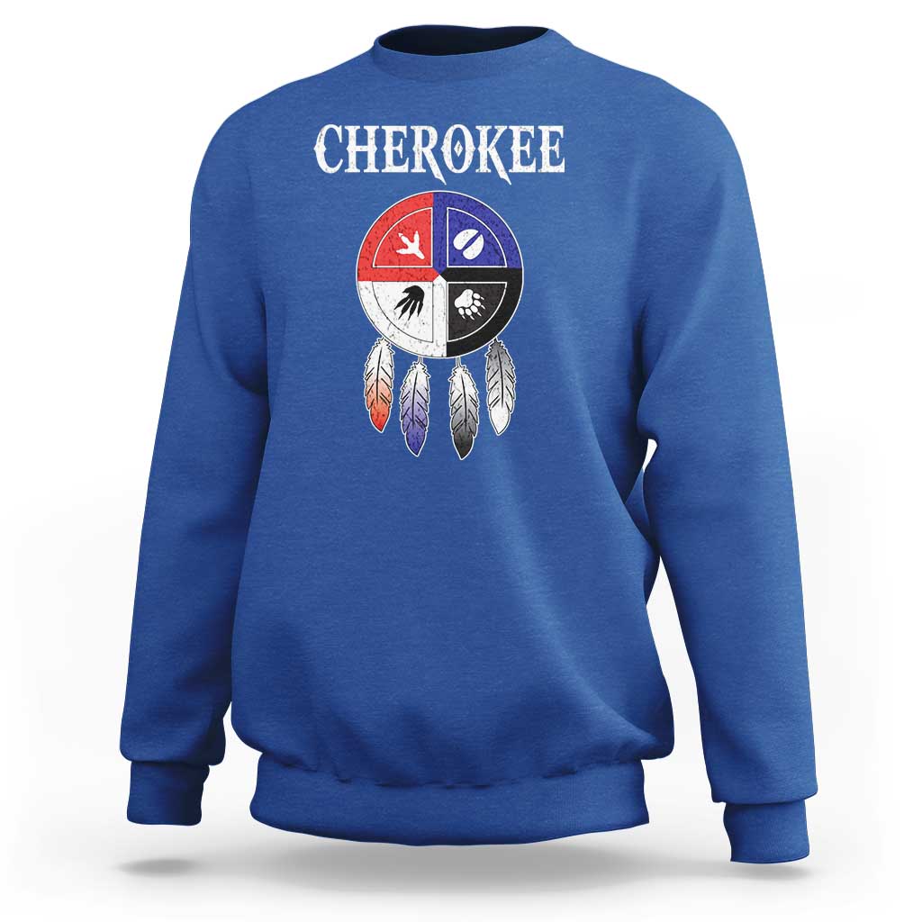 Cherokee Sweatshirt Native American Tribes Medicine Wheel Dreamcatcher Spirit Animal Paws - Wonder Print Shop