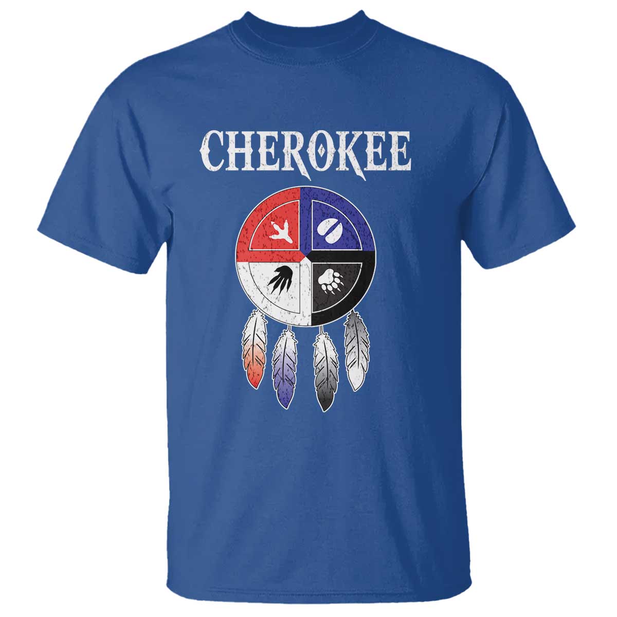 Cherokee T Shirt Native American Tribes Medicine Wheel Dreamcatcher Spirit Animal Paws - Wonder Print Shop