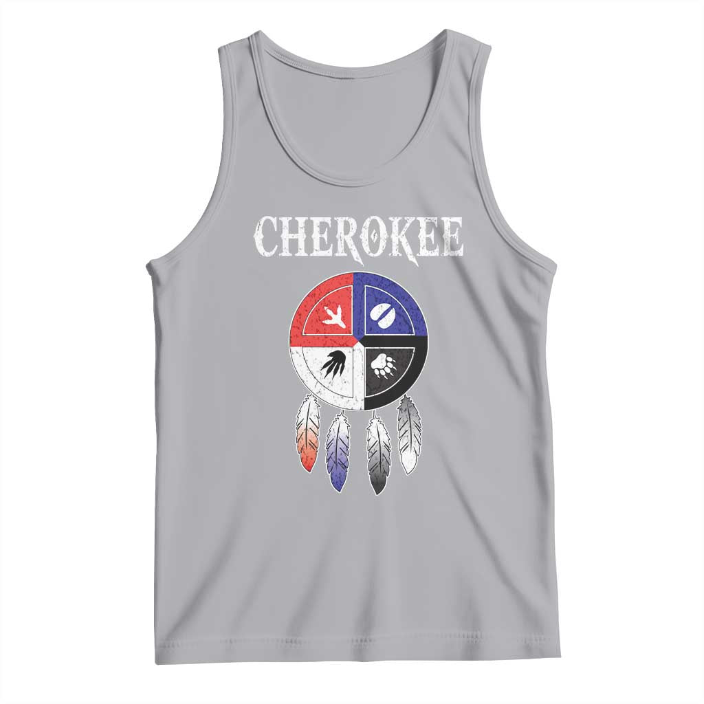 Cherokee Tank Top Native American Tribes Medicine Wheel Dreamcatcher Spirit Animal Paws - Wonder Print Shop