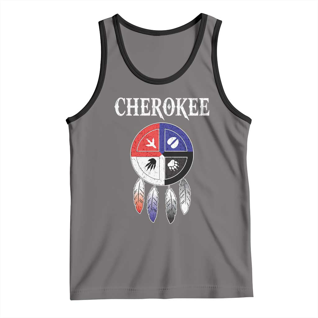 Cherokee Tank Top Native American Tribes Medicine Wheel Dreamcatcher Spirit Animal Paws - Wonder Print Shop