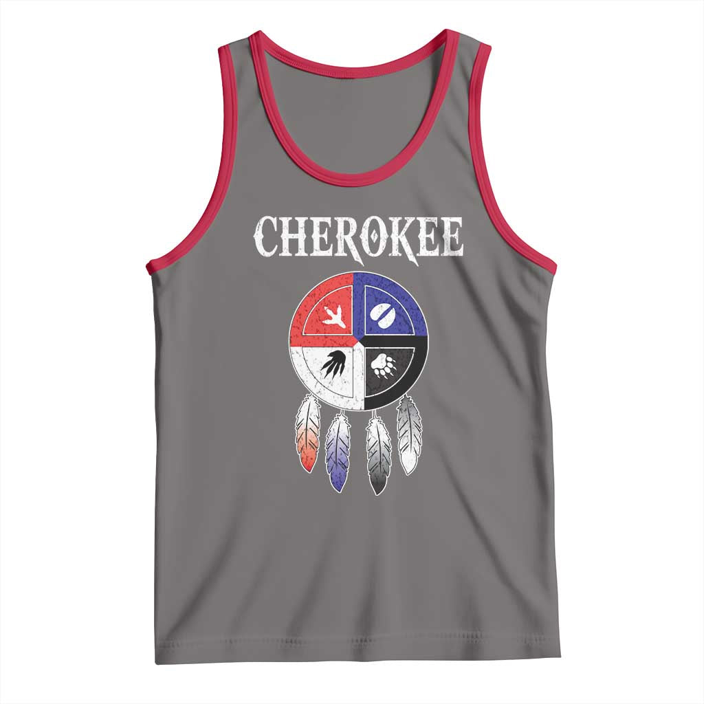Cherokee Tank Top Native American Tribes Medicine Wheel Dreamcatcher Spirit Animal Paws - Wonder Print Shop