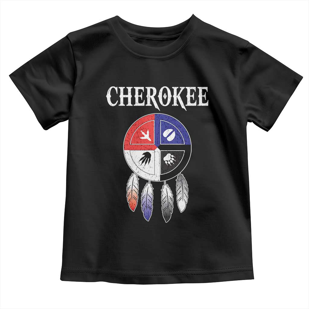 Cherokee Toddler T Shirt Native American Tribes Medicine Wheel Dreamcatcher Spirit Animal Paws - Wonder Print Shop