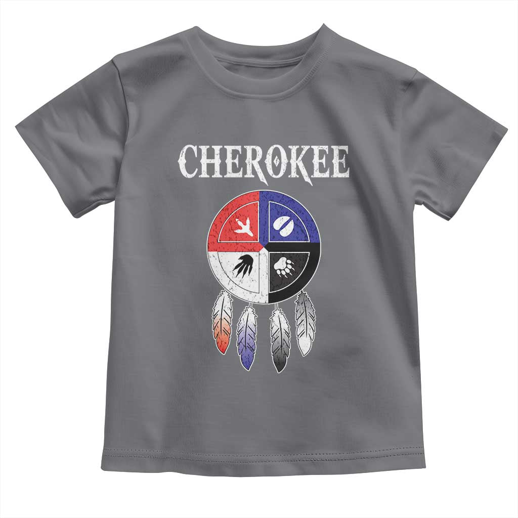 Cherokee Toddler T Shirt Native American Tribes Medicine Wheel Dreamcatcher Spirit Animal Paws - Wonder Print Shop