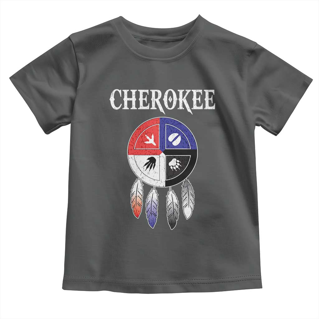 Cherokee Toddler T Shirt Native American Tribes Medicine Wheel Dreamcatcher Spirit Animal Paws - Wonder Print Shop