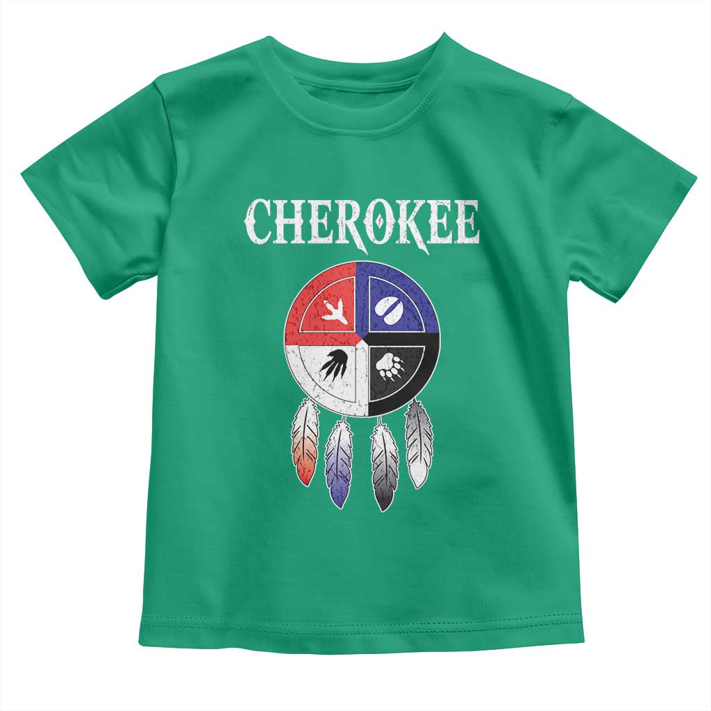 Cherokee Toddler T Shirt Native American Tribes Medicine Wheel Dreamcatcher Spirit Animal Paws - Wonder Print Shop