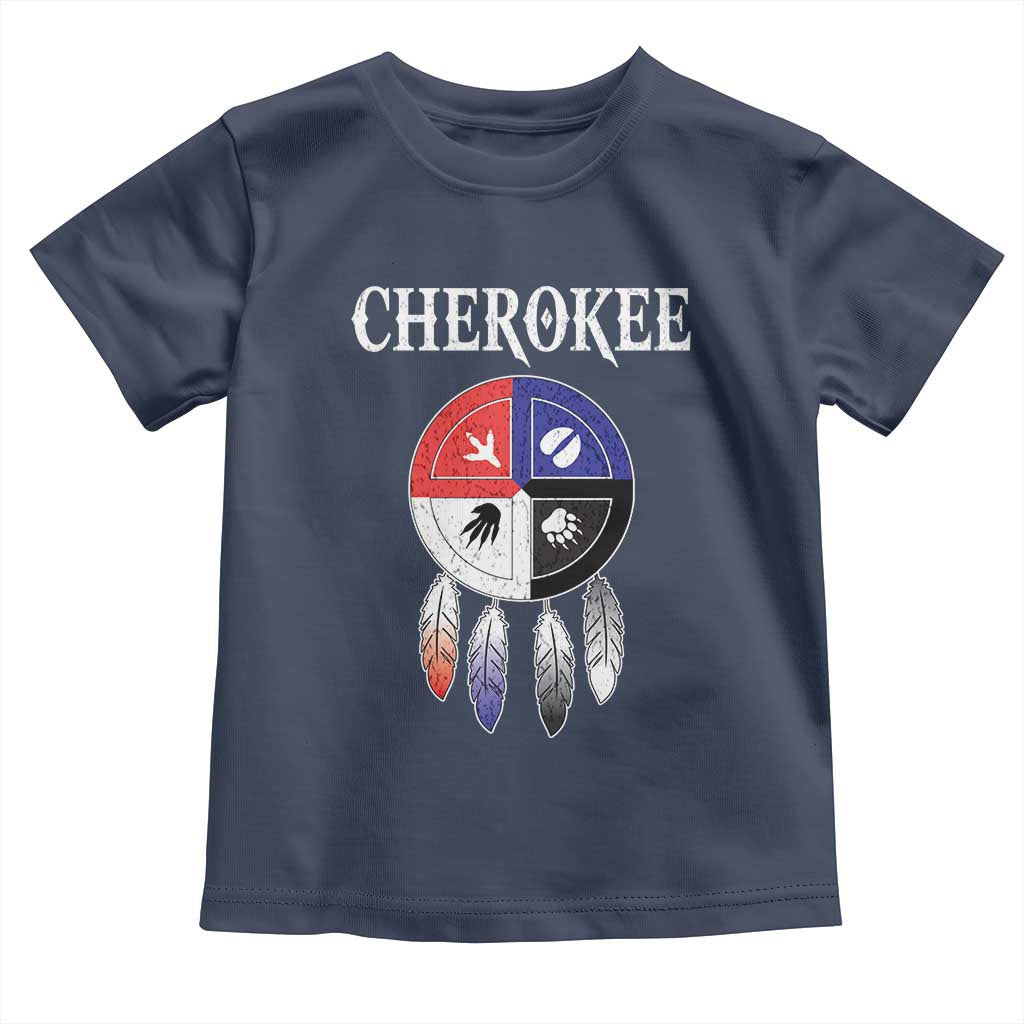 Cherokee Toddler T Shirt Native American Tribes Medicine Wheel Dreamcatcher Spirit Animal Paws - Wonder Print Shop