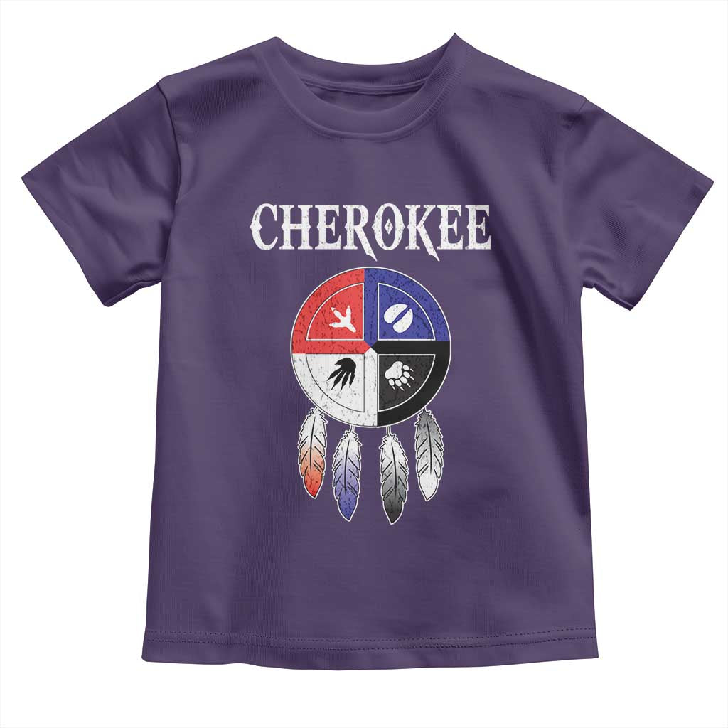 Cherokee Toddler T Shirt Native American Tribes Medicine Wheel Dreamcatcher Spirit Animal Paws - Wonder Print Shop
