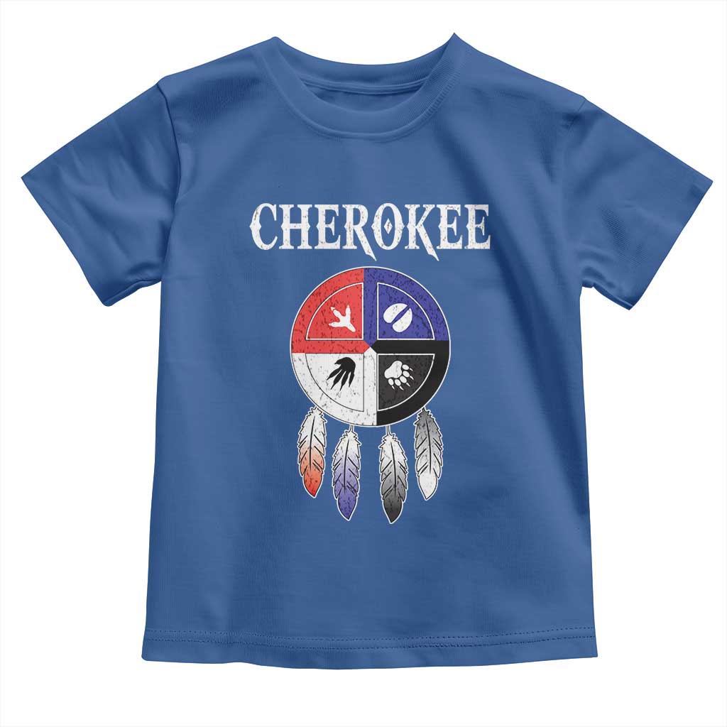Cherokee Toddler T Shirt Native American Tribes Medicine Wheel Dreamcatcher Spirit Animal Paws - Wonder Print Shop