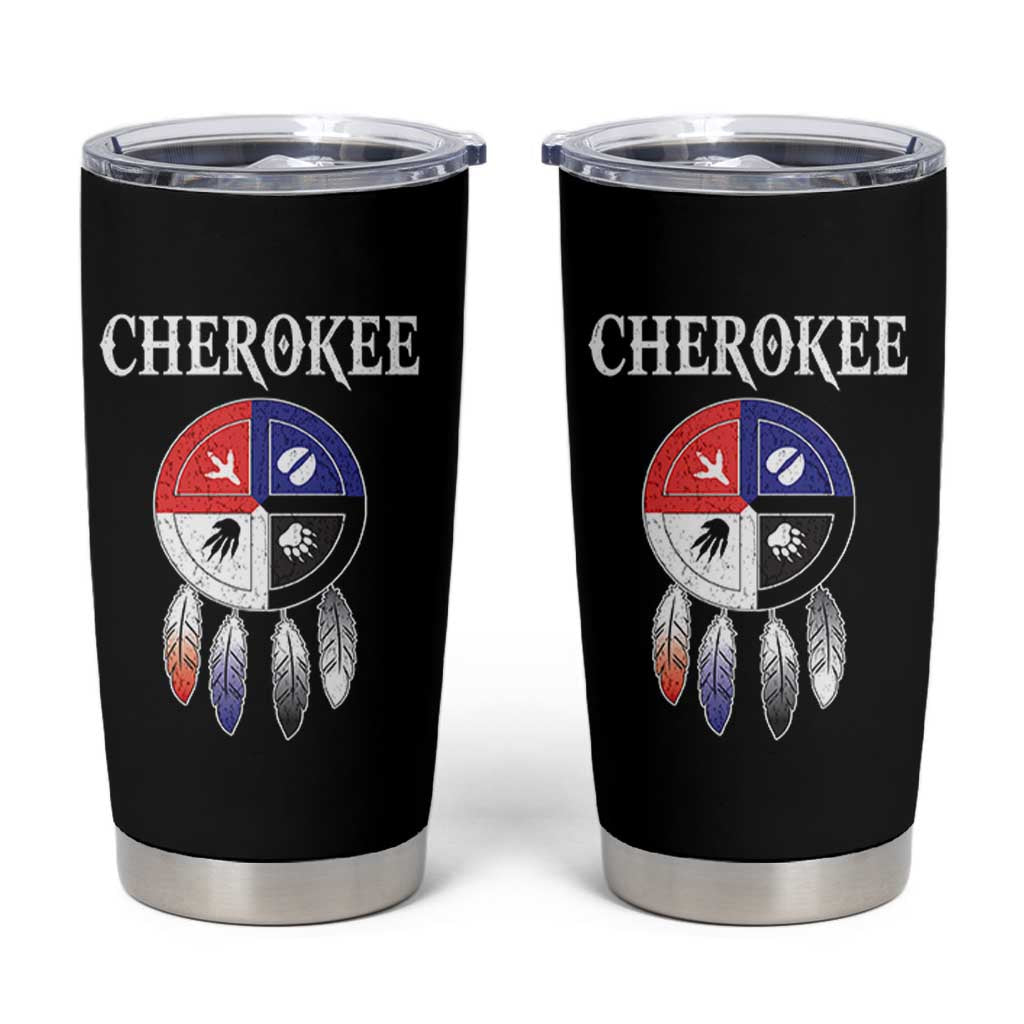 Cherokee Tumbler Cup Native American Tribes Medicine Wheel Dreamcatcher Spirit Animal Paws - Wonder Print Shop