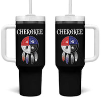 Cherokee Tumbler With Handle Native American Tribes Medicine Wheel Dreamcatcher Spirit Animal Paws - Wonder Print Shop