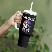 Cherokee Tumbler With Handle Native American Tribes Medicine Wheel Dreamcatcher Spirit Animal Paws - Wonder Print Shop